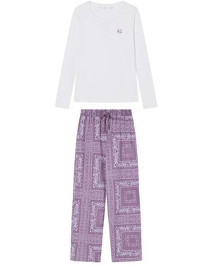 Women'secret Pijama De Ga Larga Pantalón Largo Colección Daily Rose Pyjama - Paars