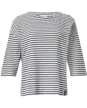 Comma, T-Shirt gestreift 3/4 Arm - Weiß