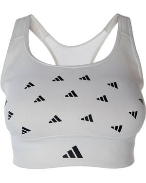 adidas Powerreact Medium Sports Bra M White - Grey