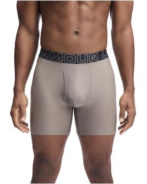 Under Armour Ua Performance Tech-solid 6 In 3pk,taupe Dusk Boxer Briefs - Grey