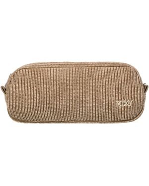 Roxy Feeling Good Stylish Soft Corduroy Storage Pens Pencils Markers Supply Case - Brown
