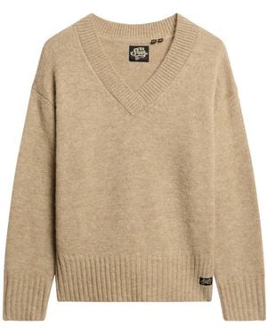 Superdry Essential Pullover mit V-Ausschnitt Fudge Braun 38 - Natur