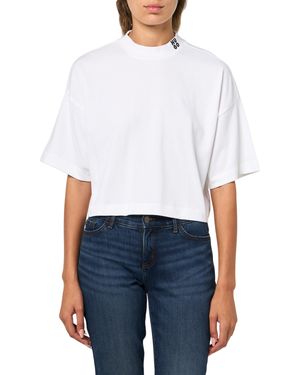 HUGO Stacked Logo Cropped T-shirt - White