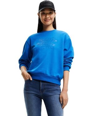 Desigual Azulelectric 5063-Felpa Azul Electric Maglione - Blu