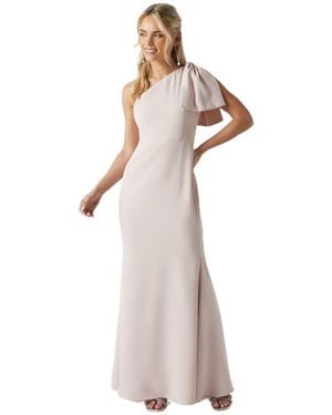 Coast Petite Bow One Shoulder Puddle Bridesmaid Maxi Dress - White