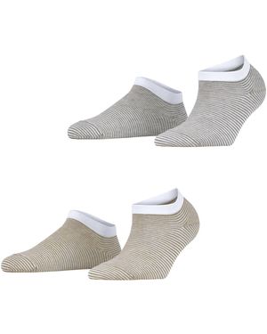 Esprit Korte Sokken Fine Stripe Multipack W Sn Katoen Kort Gedessineerd 2 Paar - Wit