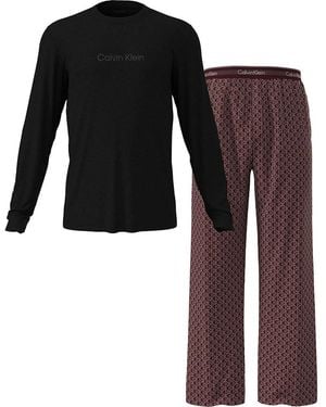 Calvin Klein 's Long Sleeve T-shirt And Bottoms Pyjama Set - Black