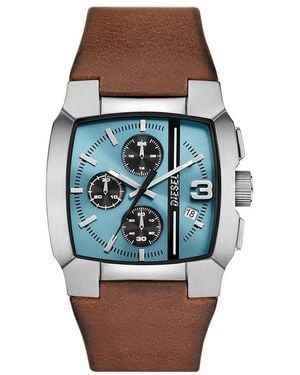 DIESEL Analog Quartz Watch With Leather Strap Dz4675 - Blue