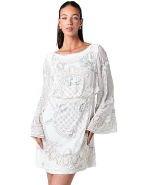 Coast Premium Beaded Placement Artwork Bridal Mini Dress - White