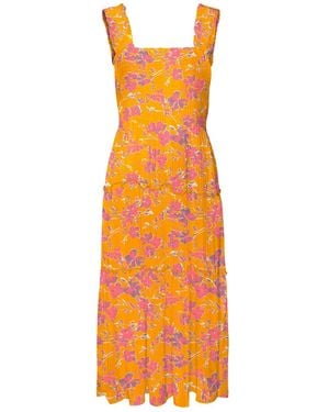 Vero Moda Vmmenny SL Smock Calf Dress Wvn Ga Vestito - Arancione