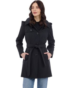 Michael Kors Trench Coat Style Raincoat With Detachable Hood - Black