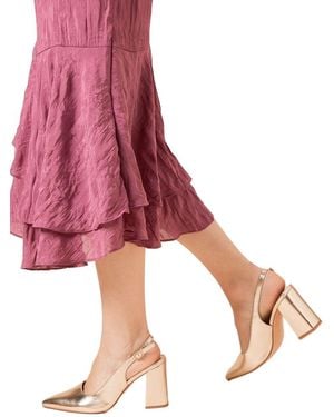 Dorothy Perkins Ellens Pointed High Block Heel Slingback Court Shoes - Pink