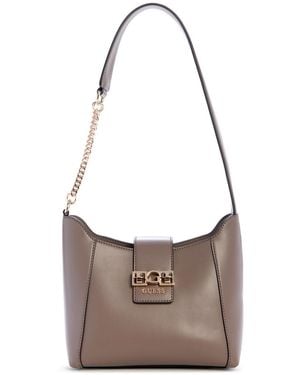 Guess Borsa a tracolla Jane Hobo Bag Dark Taupe grigio talpa - Bianco