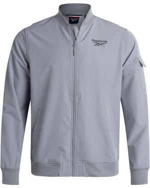 Reebok Full Zip Up Lightweight Water Resistant Windbreaker Soft Shell Collar Rain Coat For - Grey