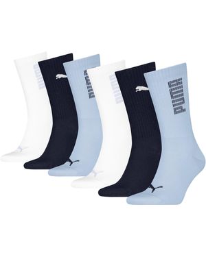 PUMA Unisex Rib Logo Crew Sock 6p Ecom - Blauw