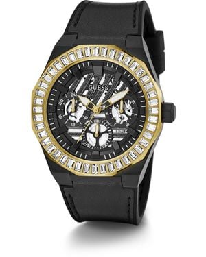 Guess Analog Quartz Watch With Leather Strap Gw0567g1 - Black