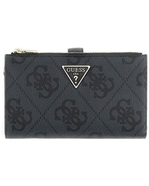 Guess Geldbörse Laurel II SLG Double Zip Organizer Coal Logo dunkelgrau - Schwarz