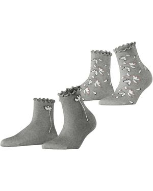 Esprit Blossom 2-Pack W SSO viscosa bassi fantasia confezione di 2 paia - Metallizzato
