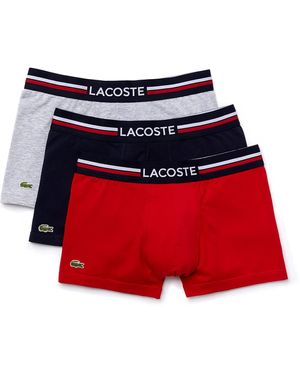 Lacoste Iconic Three Tone Waistband Boxer Trunks 3 Pack - Red