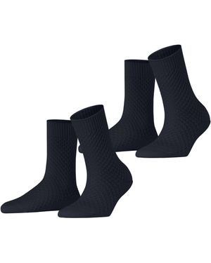 Esprit Diamond Knit 2-Pack W SO Baumwolle einfarbig 2 Paar Socken - Blau