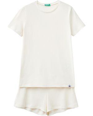 Benetton Pig(t-shirt+short) 32wa3p03a Pyjama Set - White
