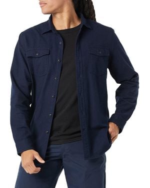 Amazon Essentials Schmal geschnittenes Flanellhemd mit Langen Ärmeln und 2 Taschen - Blau