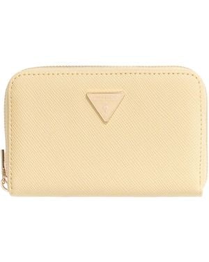 Guess Purse Serenova Slg Medium Zip Around Wallet Yellow Light Yellow - Black