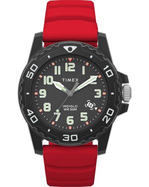 Timex Red Strap Black Dial Black