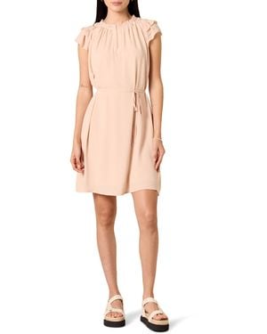 Amazon Essentials Relaxed Fit Lichtgewicht Georgette Split Neck Flutter Sleeve Shift Jurk - Roze