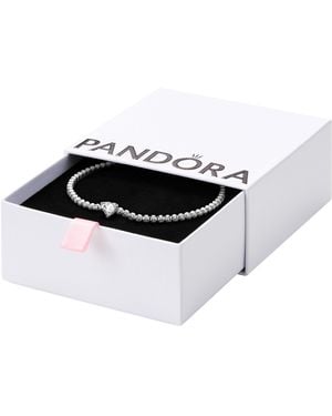PANDORA Timeless Pulsera de tenis con corazón de plata de ley con circonitas cúbicas transparentes - Negro