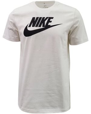 Nike S Swoosh Air Metallic Graphic Tee T Shirt White/black Size Large - Grey
