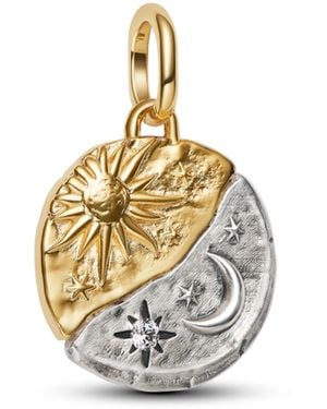 PANDORA Medallón de sol y luna de plata de ley con aleación chapada en oro de 14 quilates - Metálico