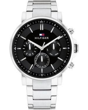 Tommy Hilfiger Analogue Multifunction Quartz Watch For Leather Strap Or Stainless Steel Bracelet - Black