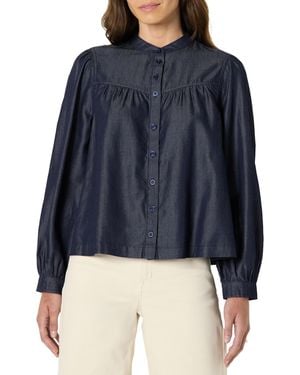 Amazon Essentials Relaxed-Fit Langärmlige Jeansbluse Chambray - Blau