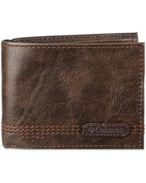 Columbia Leather Extra Capacity Slimfold Wallet - Brown