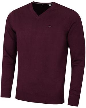 Calvin Klein Maglione da uomo con scollo a V in cotone morbido - Viola