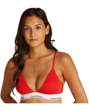 Calvin Klein Donna Reggiseno a Bralette Triangle Imbottitura Estraibile - Rosso
