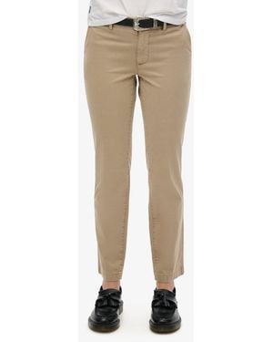Superdry Chino Trousers With Mid Rise - Natural