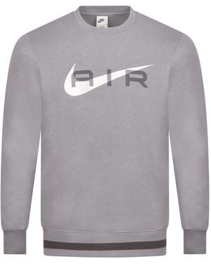 Nike Air Sweatshirt Swoosh Crew Neck Fleece Gevoerde Top Fn7692 - Grijs