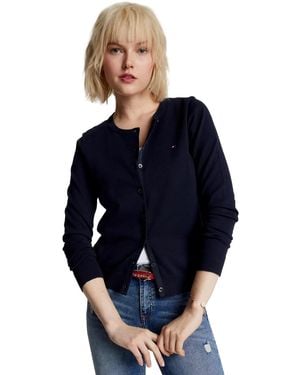 Tommy Hilfiger Solid Cardigan Sweater mit regulären Knöpfen Kollektion 2025 - Blau