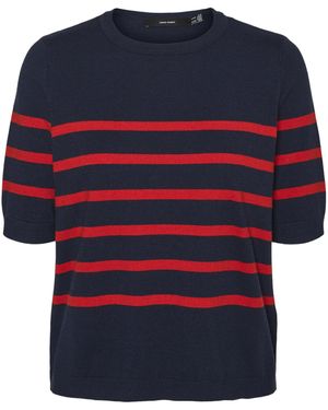 Vero Moda Vmsaba Plain Ss O-neck Pullover Ga Noos Jumper - Blue