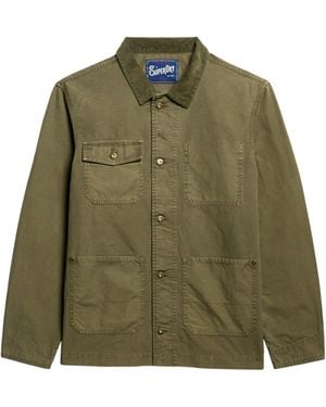 Superdry The Merchant Store – Arbeitsjacke aus Baumwolle Schnittlauchgrün