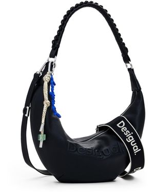 Desigual Women's Black Half Astana Shoulder Bag - Simple & Stylish Everyday Handbag, 29x20x8 Cm