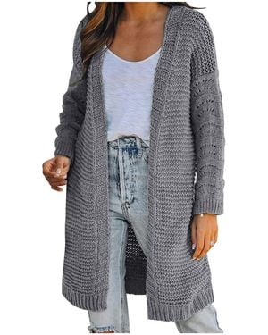 Superdry Lalaluka Cardigan Casual Cardigan Long Loose Long Sleeve Cardigan Coat Knitted Jumper Coat Jacket Knitted Jumper Outwear Long - Grey