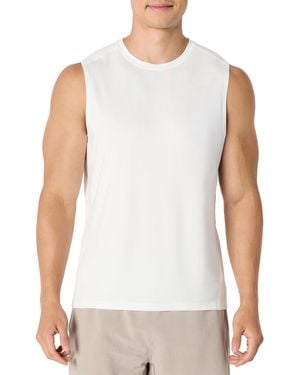 Amazon Essentials Chemise Moulante Stretch sans ches Légère Active Quick Dry - Blanc