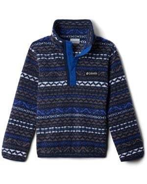 Columbia Helvetia 2-Pile Stampato a Mezza Pressione Pull Over Grigio Madras/Blu Montagna