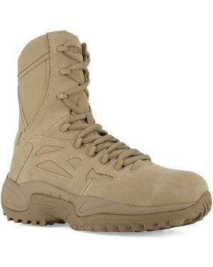 Reebok Mens Rapid Response Rb Safety Toe 6" Stealth With Side Zipper Military Tactical Boot - Brown