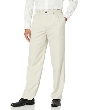 Amazon Essentials Pantaloni da Abito con Pinces con Vita Espandibile in Vita e Vestibilità Classica Uomo - Neutro
