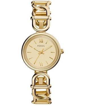 Fossil Carlie Three-hand Gold-tone Stainless Steel Bracelet Watch - Metallic