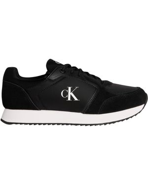 Calvin Klein 's Retro Sock Lace-up Runner Trainers With Logo - Black